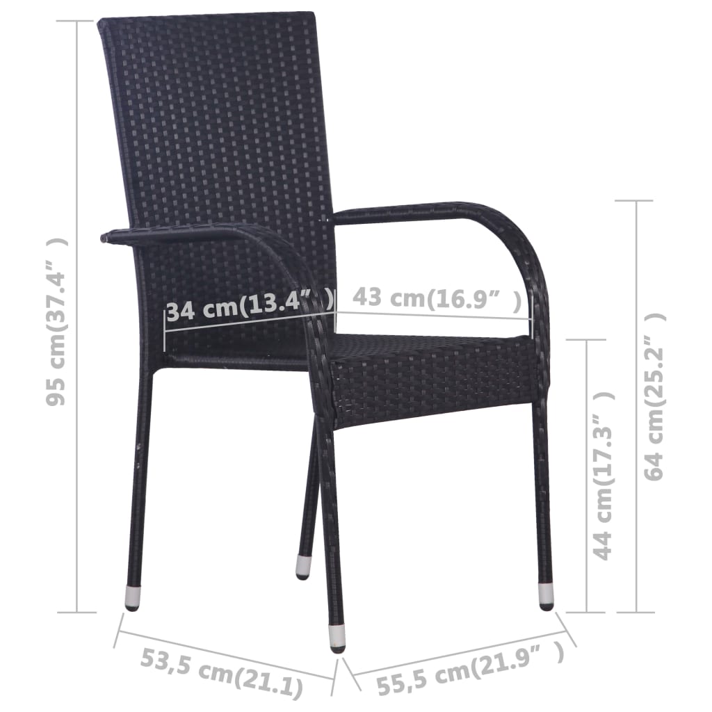 Set mobilier pentru grădină, 7 piese, negru