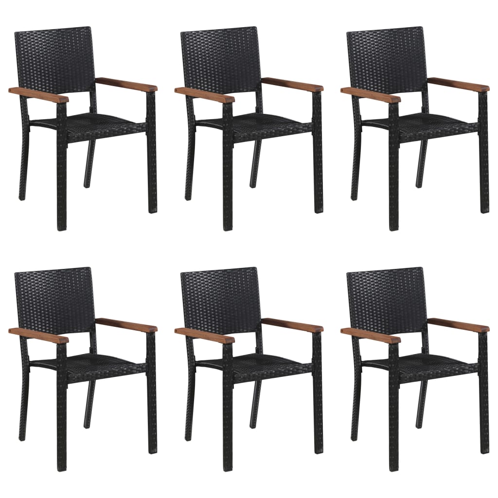 Set mobilier de grădină, 7 piese, negru