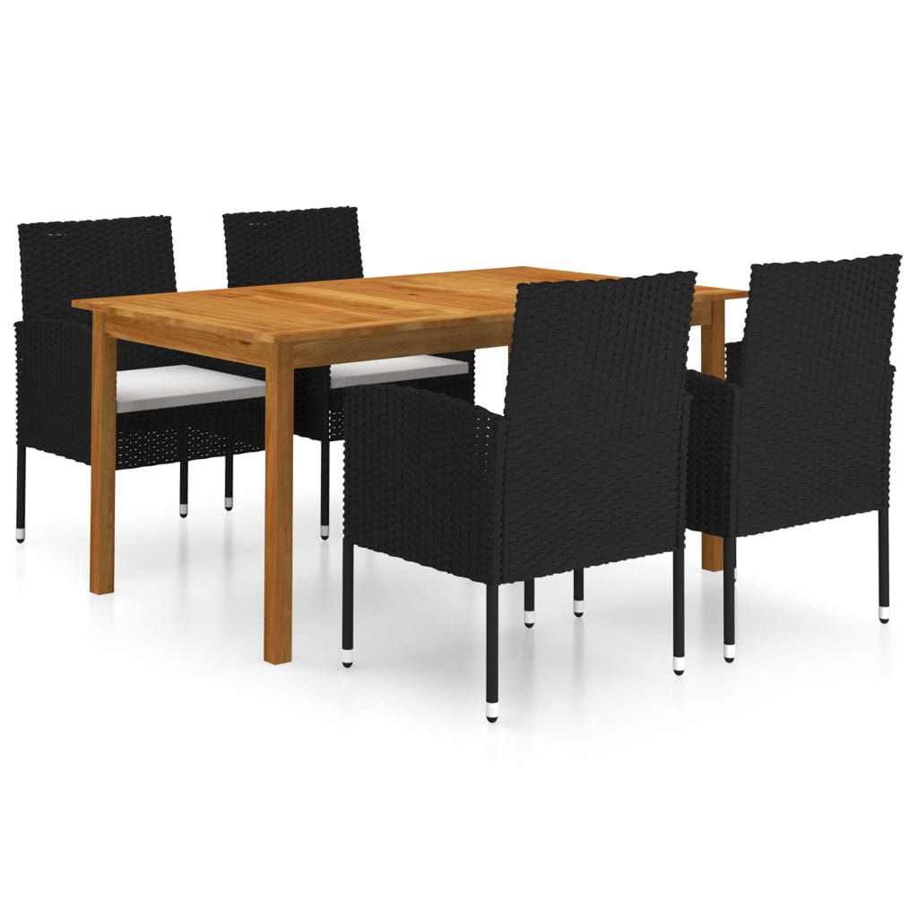 Set mobilier de grădină, 5 piese, negru