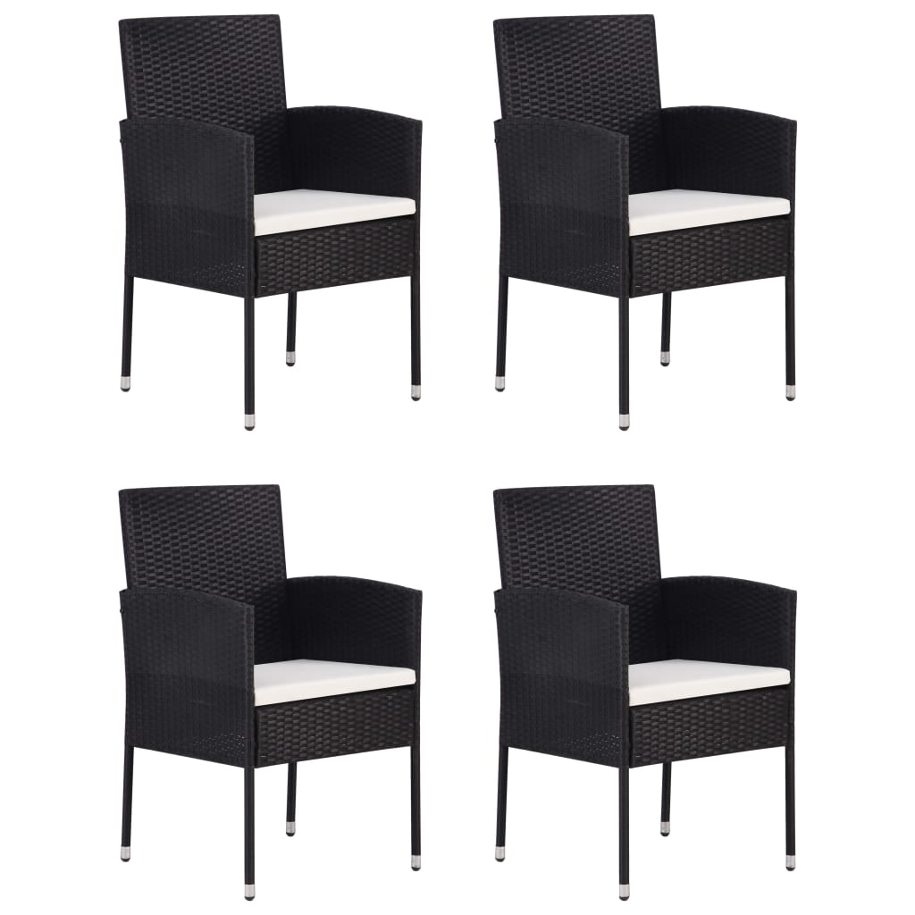 Set mobilier de grădină, 5 piese, negru