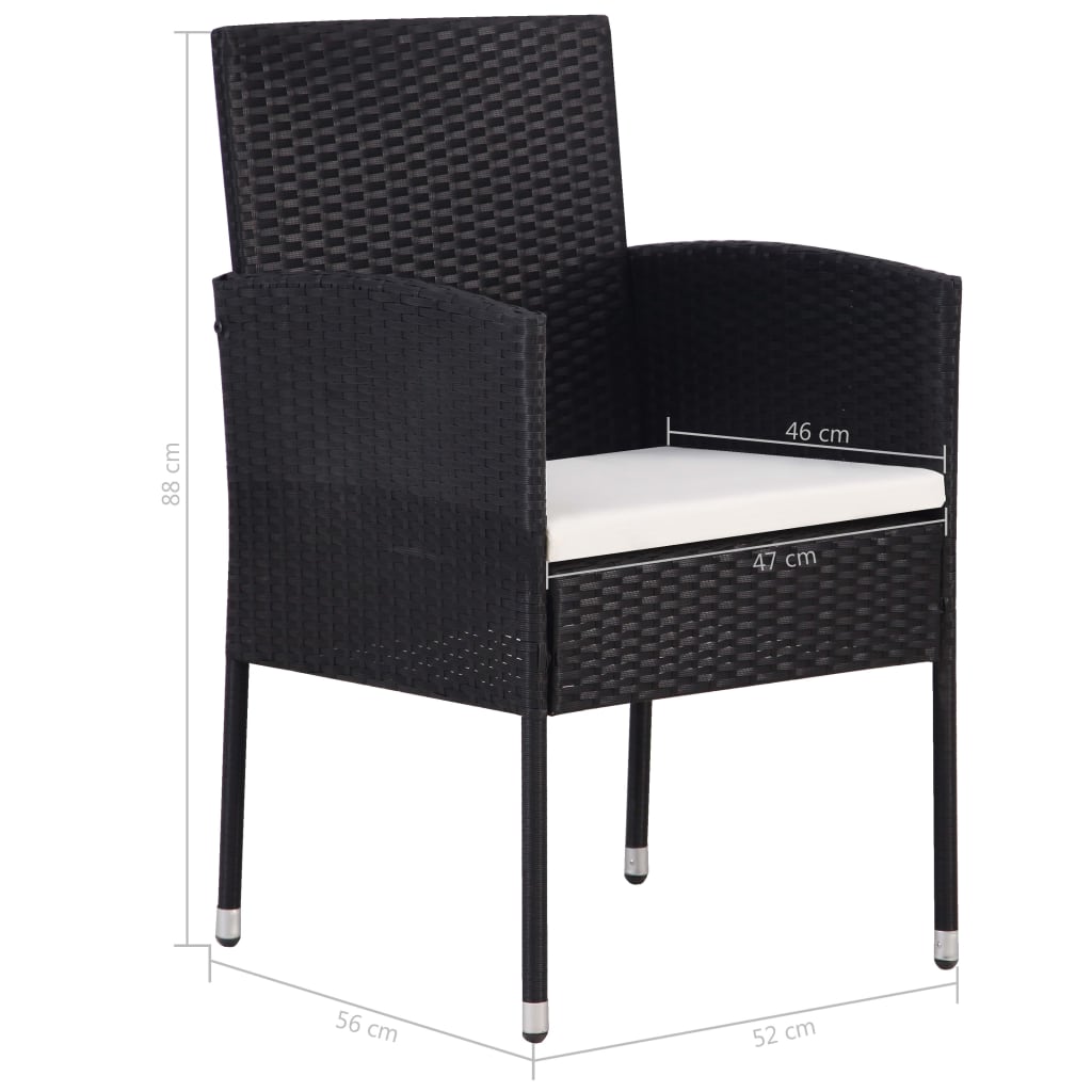 Set mobilier de grădină, 5 piese, negru