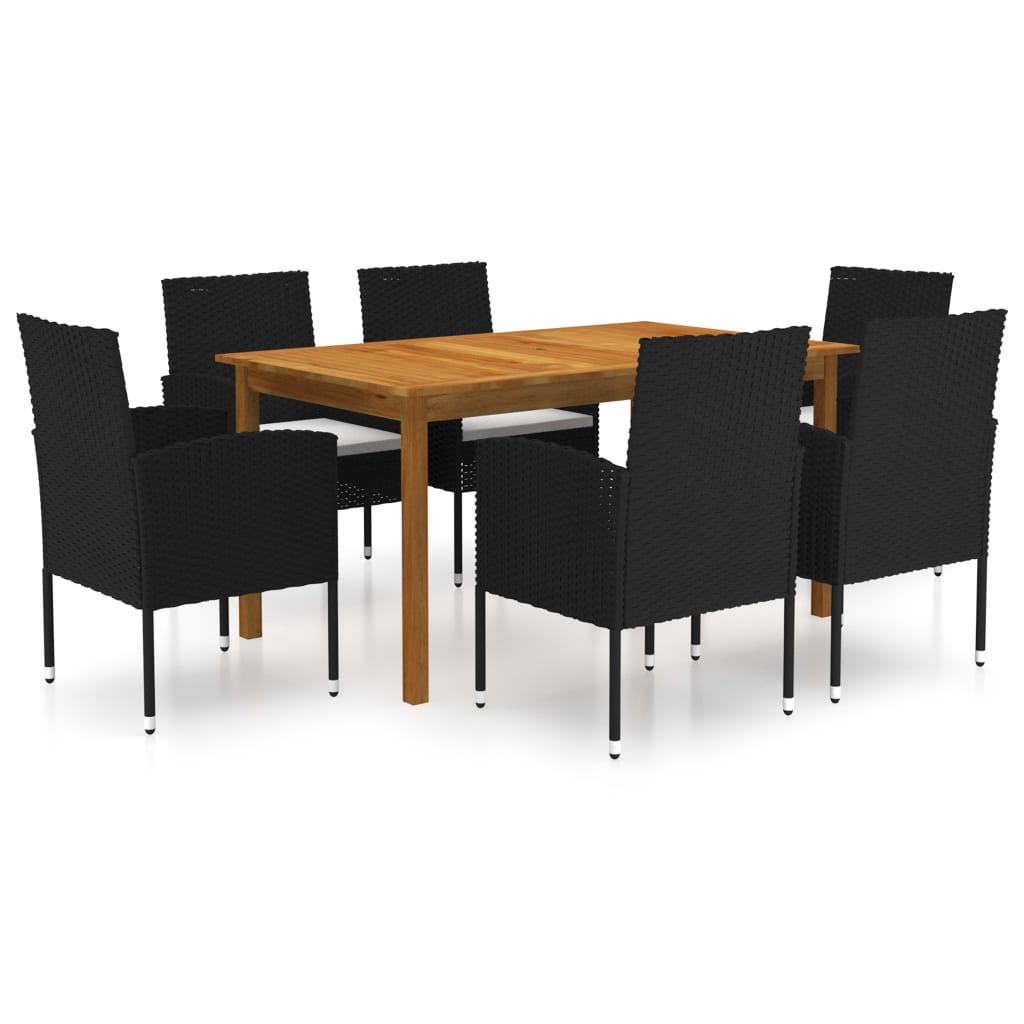 Set mobilier de grădină, 7 piese, negru