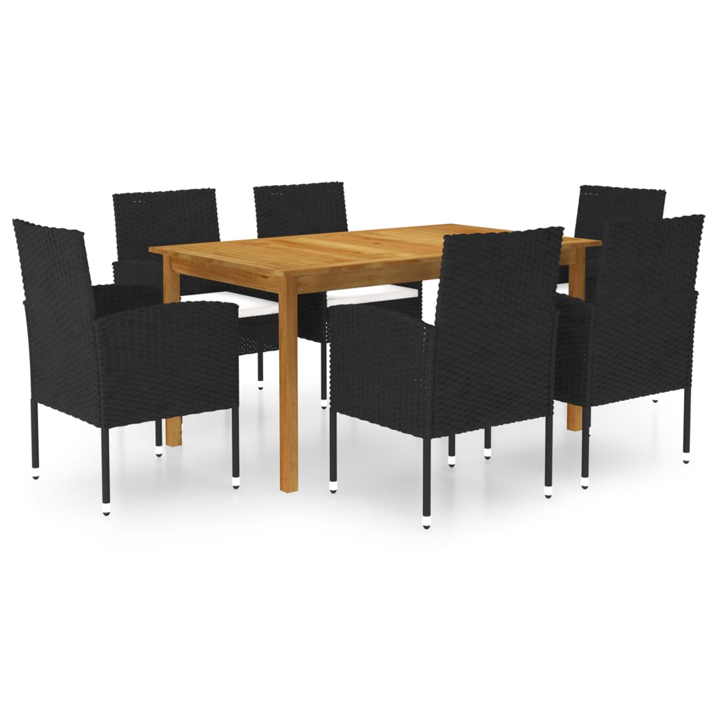 Set mobilier de grădină, 7 piese, negru