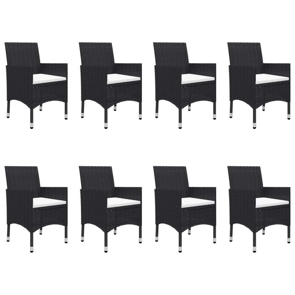 Set mobilier de grădină, 9 piese, negru