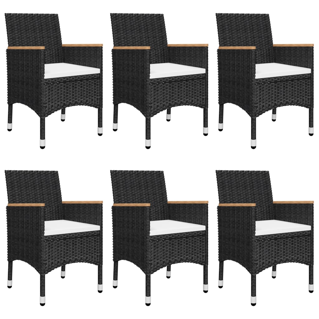 Set mobilier de grădină, 7 piese, negru