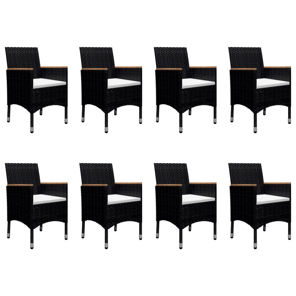 Set mobilier de grădină, 9 piese, negru