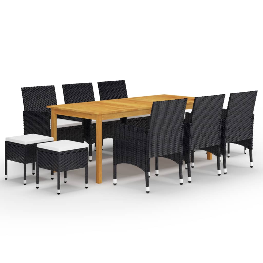 Set mobilier de grădină, 11 piese, negru