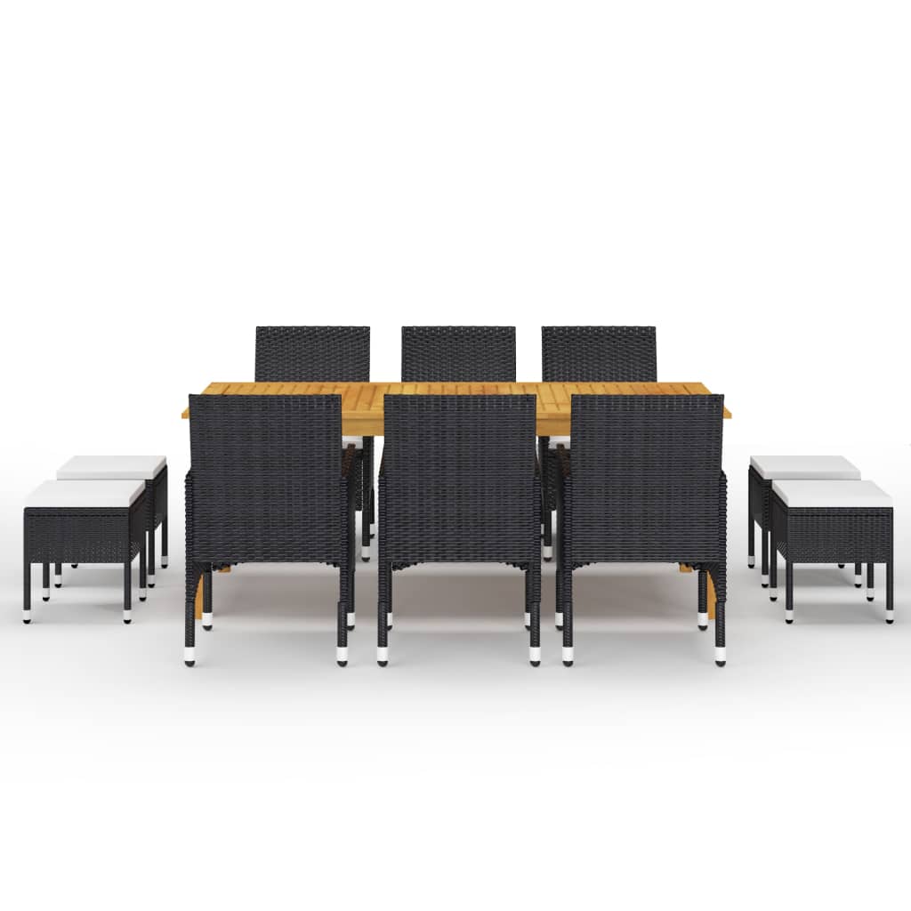 Set mobilier de grădină, 11 piese, negru