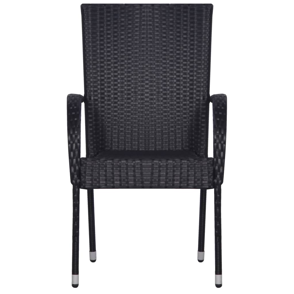 Set mobilier de grădină, 7 piese, negru