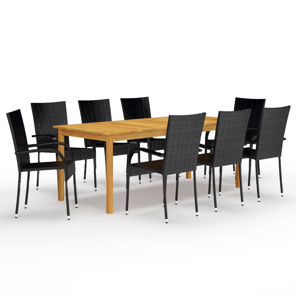 Set mobilier de grădină, 9 piese, negru - Lando