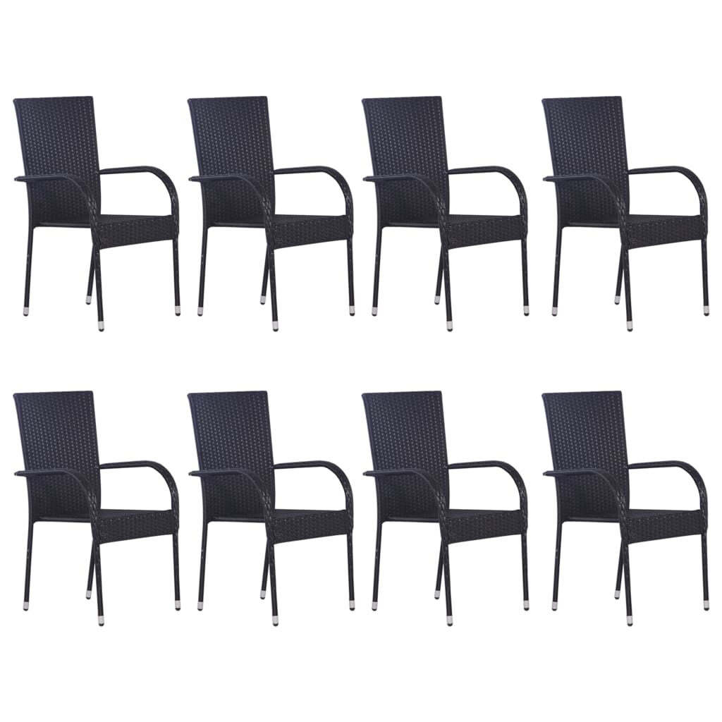 Set mobilier de grădină, 9 piese, negru - Lando