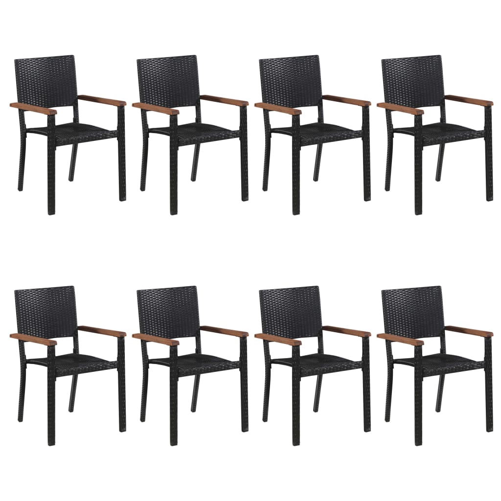 Set mobilier de grădină, 9 piese, negru