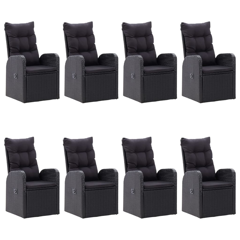 Set mobilier de grădină, 9 piese, negru