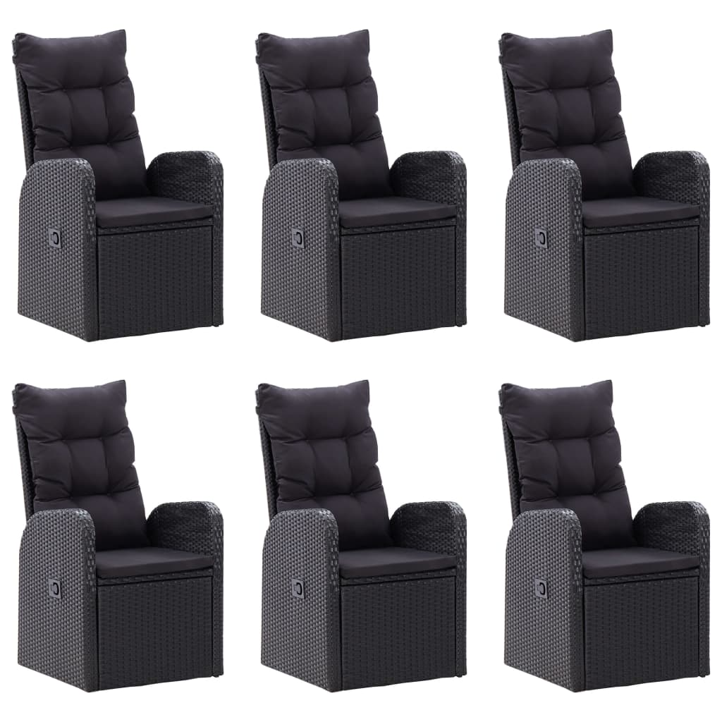 Set mobilier pentru grădină, 7 piese, negru