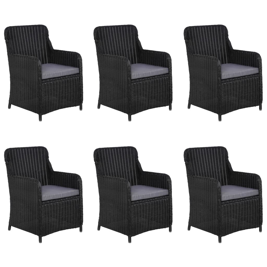 Set mobilier pentru grădină, 7 piese, negru