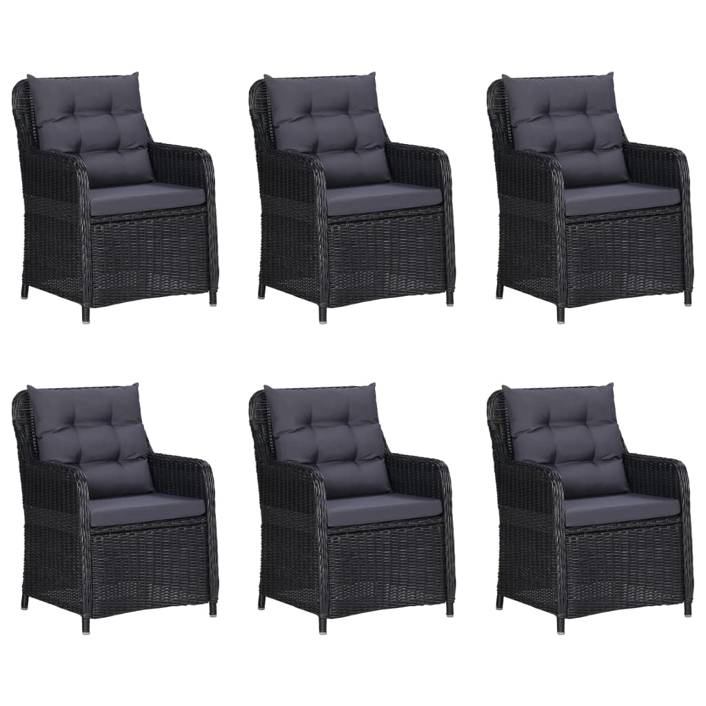 Set mobilier pentru grădină, 7 piese, negru