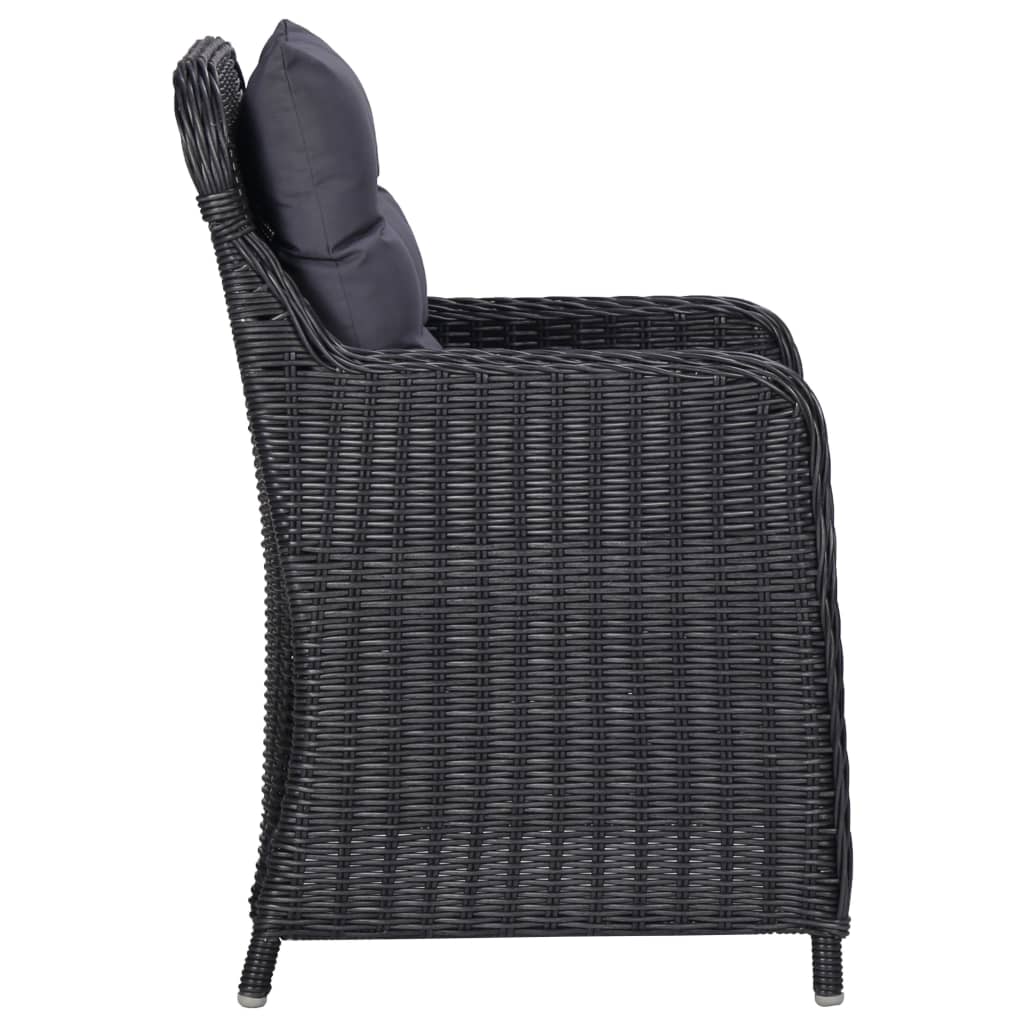 Set mobilier pentru grădină, 7 piese, negru