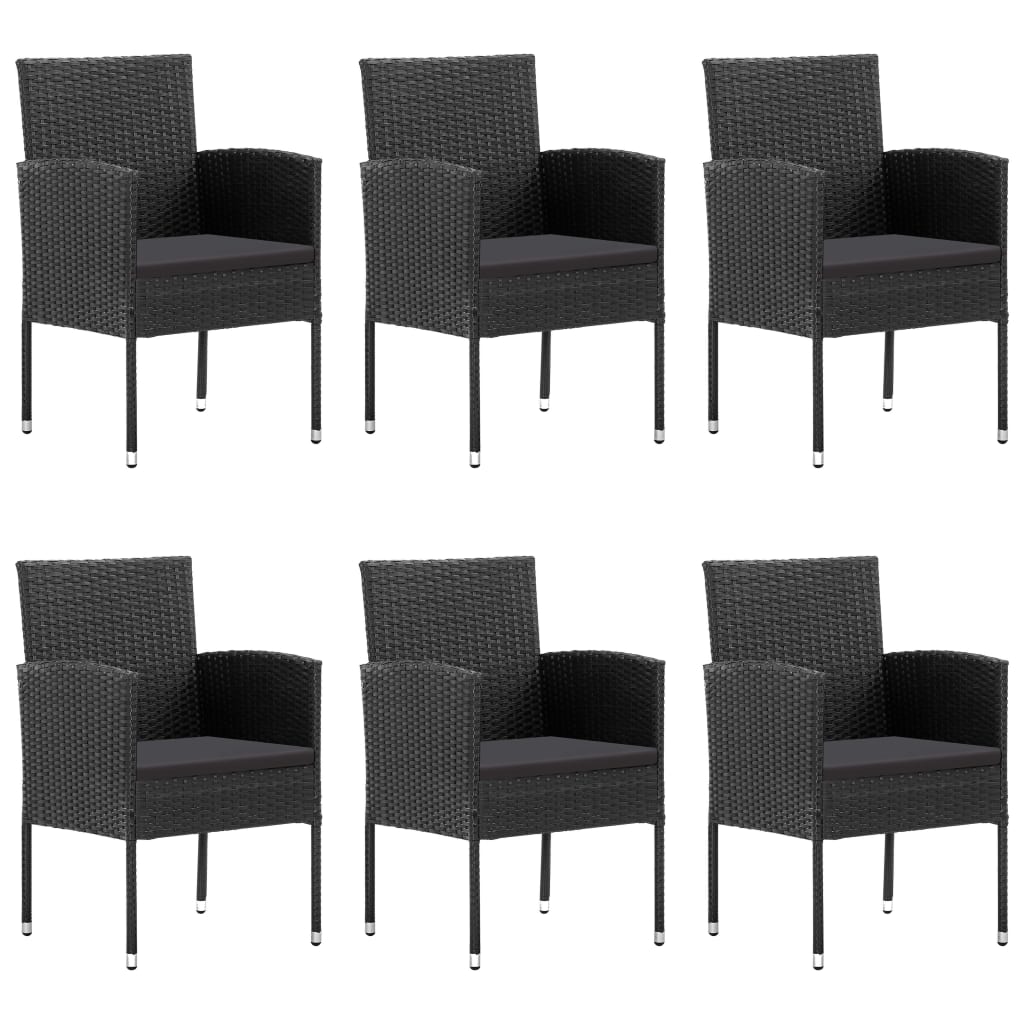 Set mobilier de grădină, 7 piese, negru