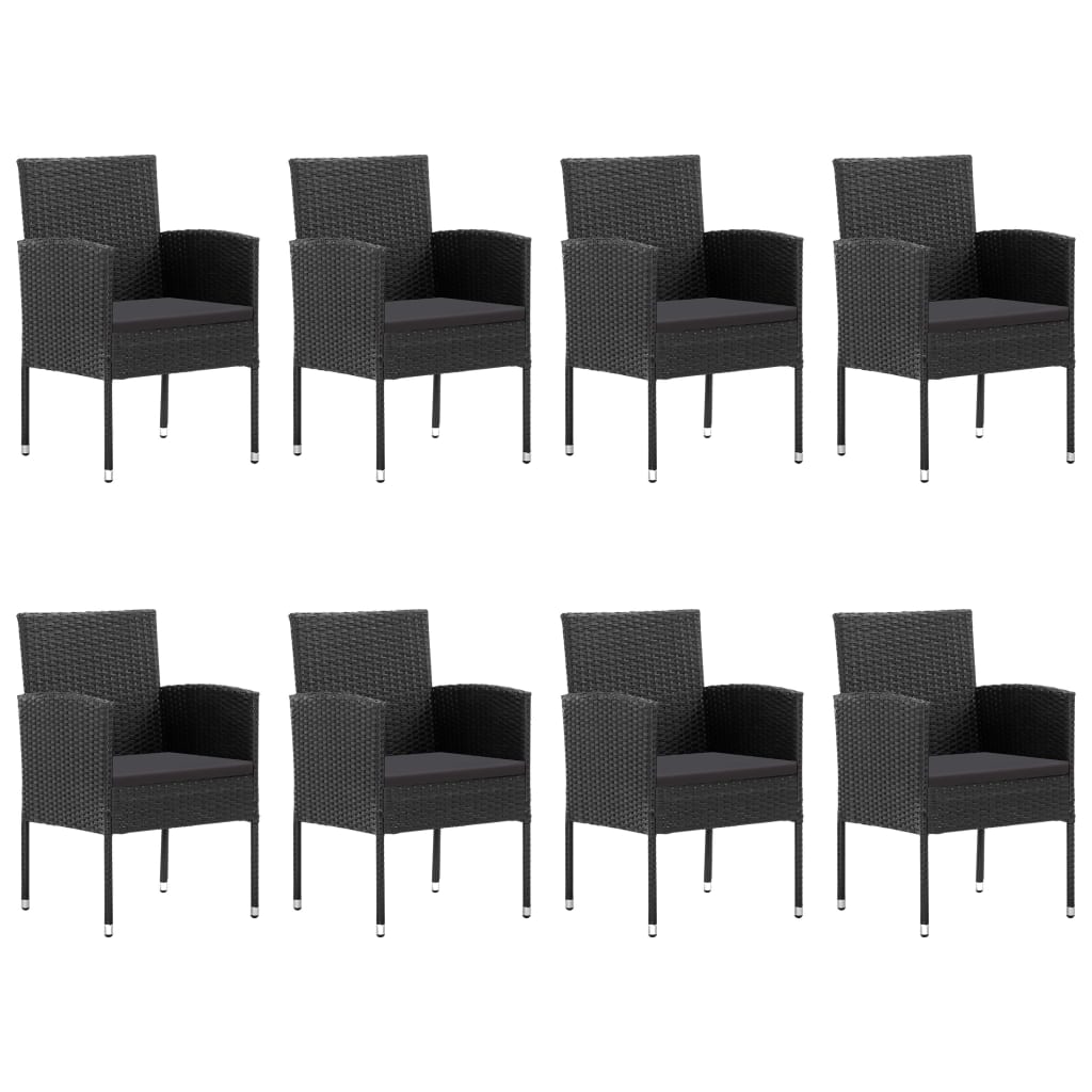 Set mobilier de grădină, 9 piese, negru