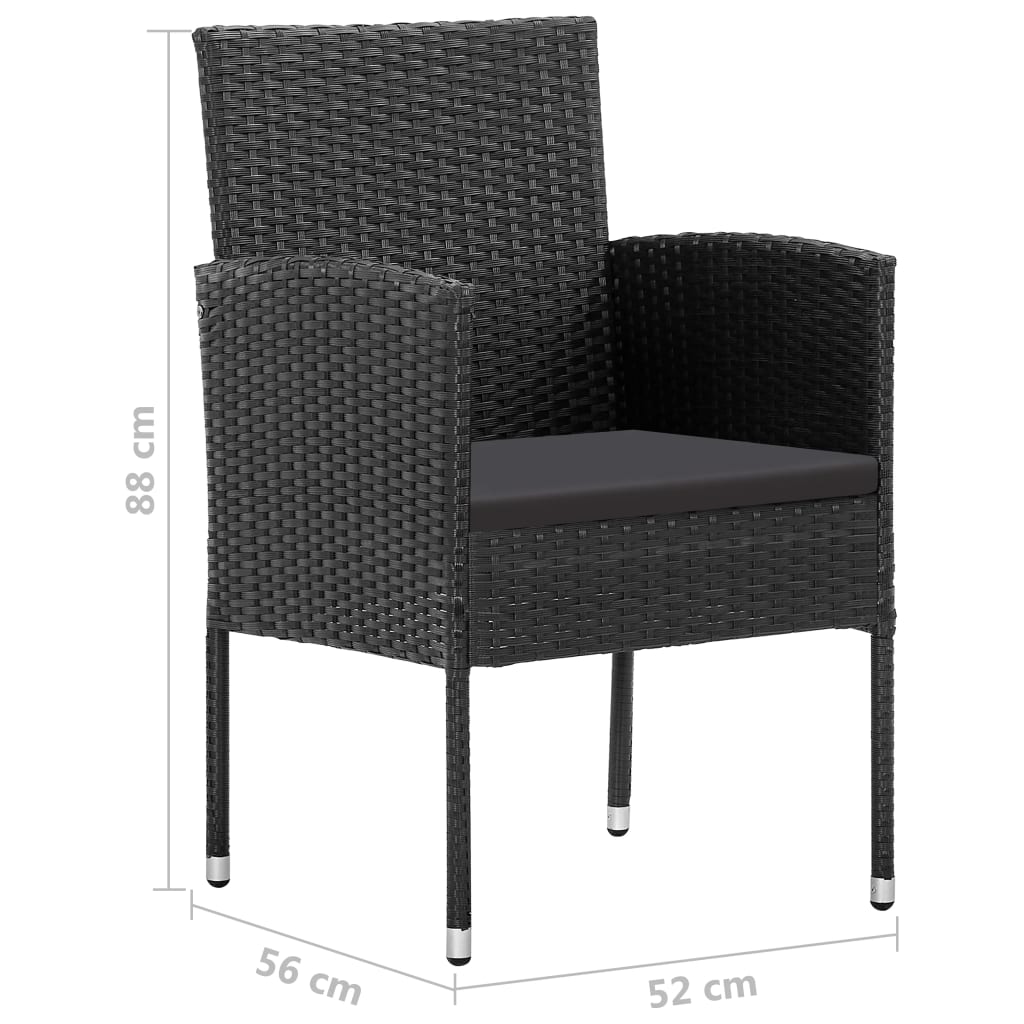 Set mobilier de grădină, 9 piese, negru