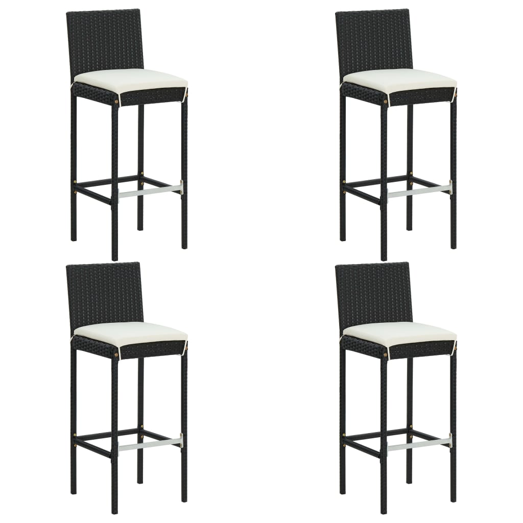 Set mobilier bar de grădină cu perne, 5 piese, negru