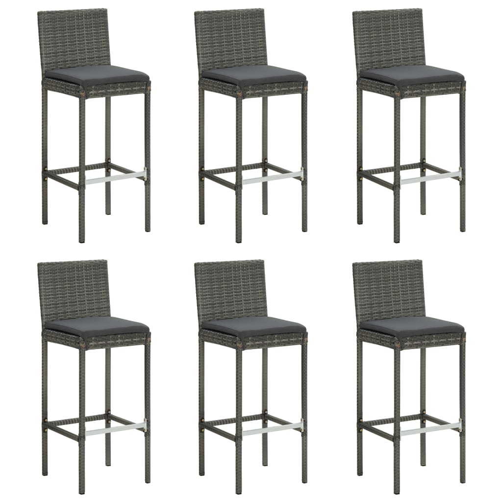 Set mobilier de bar de grădină cu perne, 7 piese, gri