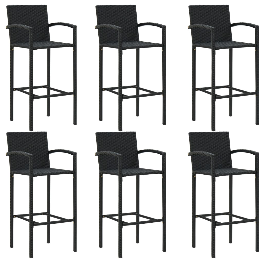 Set mobilier bar de grădină, 7 piese, negru