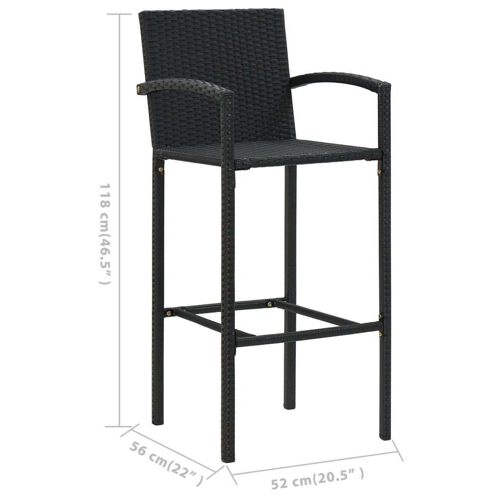 Set mobilier bar de grădină, 7 piese, negru