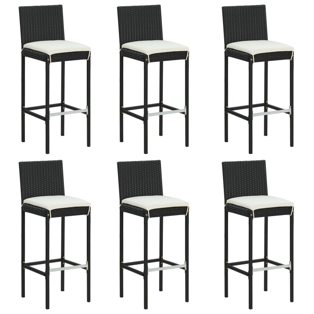Set mobilier bar de grădină cu perne, 7 piese, negru