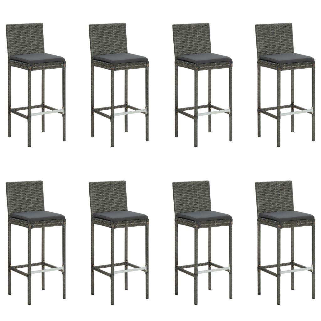 Set mobilier bar de grădină cu perne, 9 piese, gri