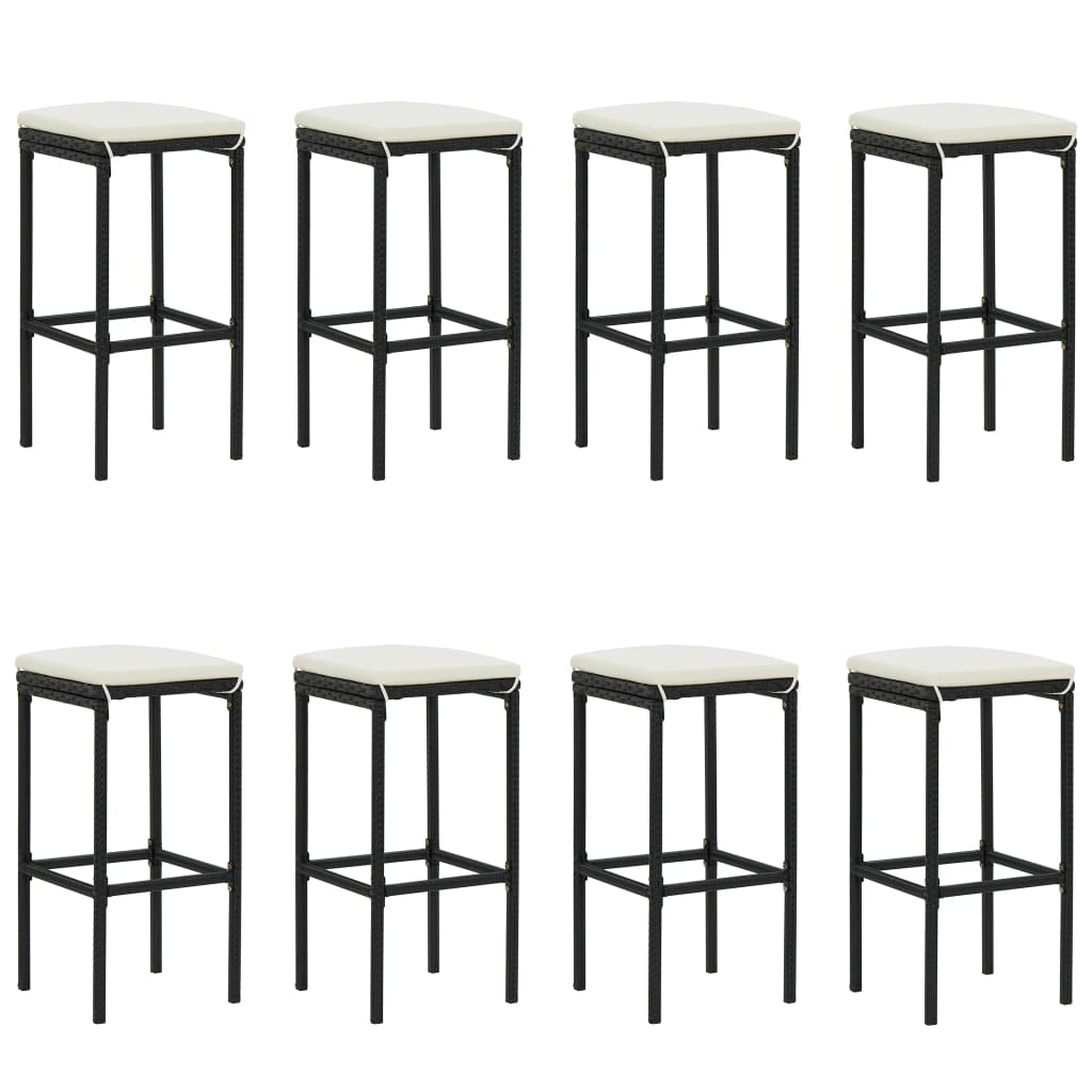 Set mobilier bar de grădină cu perne, 9 piese, negru