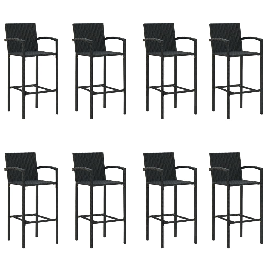 Set mobilier bar de grădină, 9 piese, negru