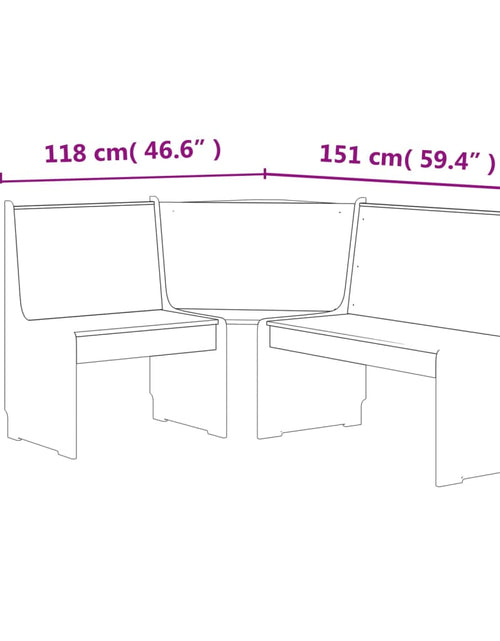 Загрузите изображение в средство просмотра галереи, Bancă de colț, alb, 151 cm, lemn masiv de pin
