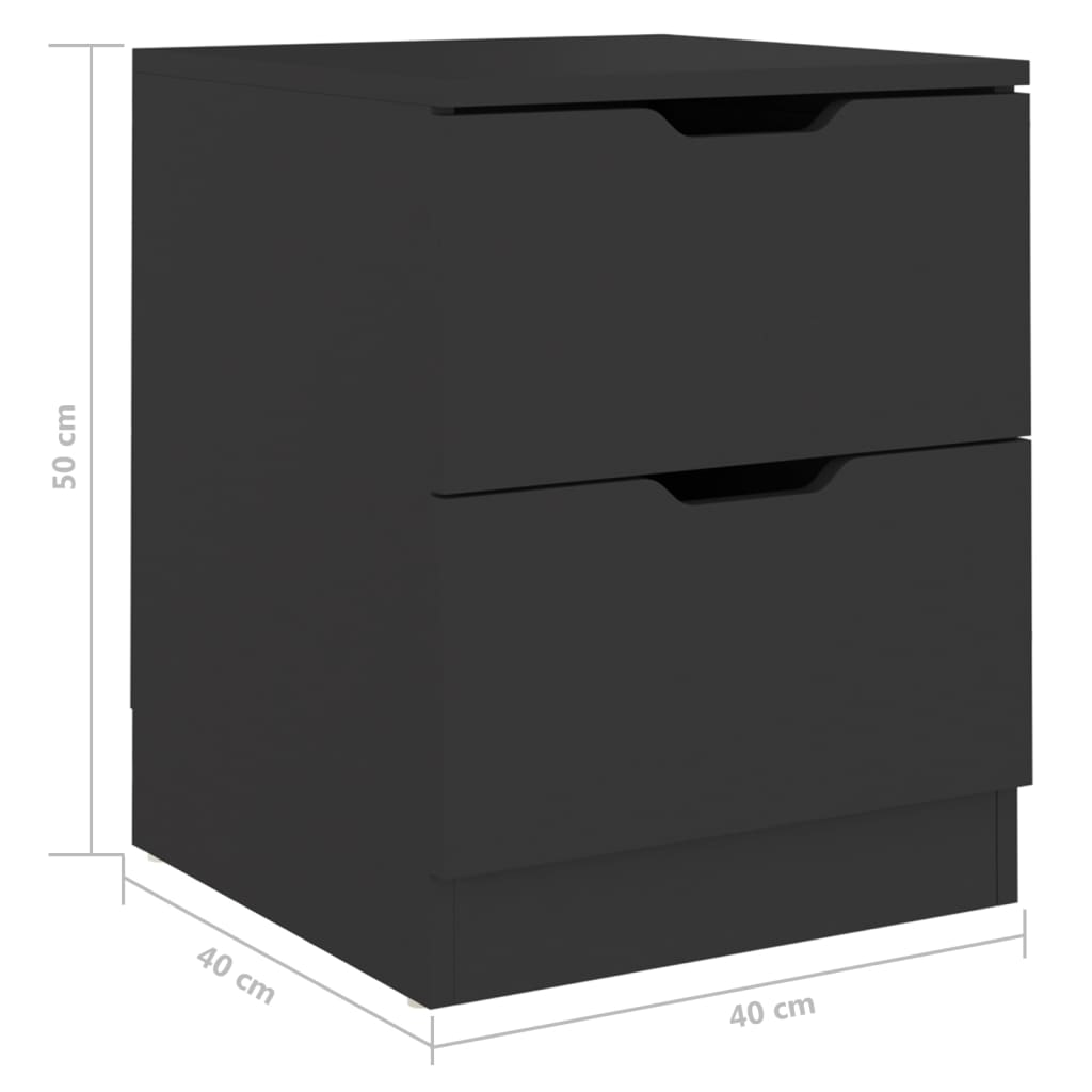 Dulapuri noptieră, 2 buc., negru, 40x40x50 cm, lemn prelucrat