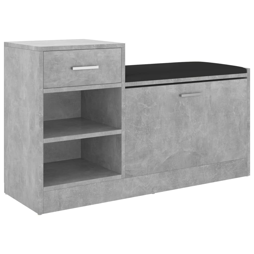 Banchetă pantofar, gri beton, 94,5x31x57 cm, lemn prelucrat