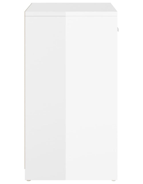 Загрузите изображение в средство просмотра галереи, Banchetă pantofar alb extralucios 94,5x31x57cm lemn prelucrat
