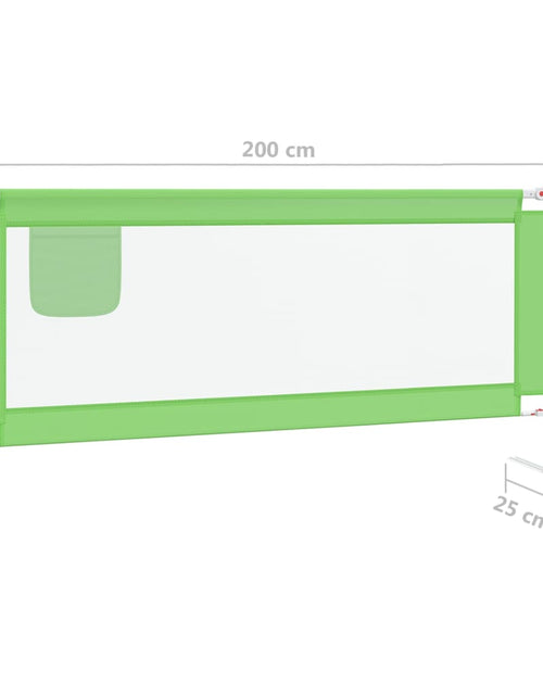 Загрузите изображение в средство просмотра галереи, Balustradă de protecție pat copii, verde, 200x25 cm, textil
