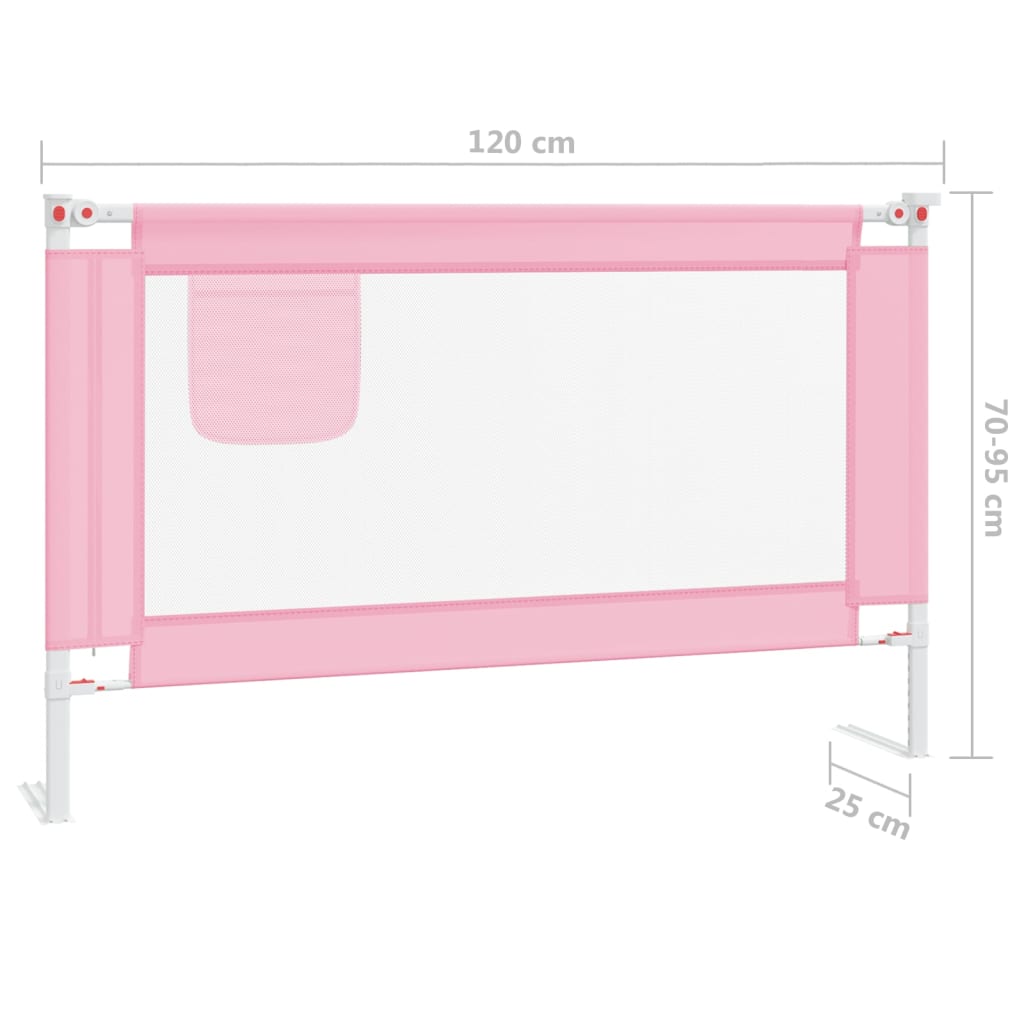 Balustradă de protecție pat copii, roz, 120x25 cm, textil
