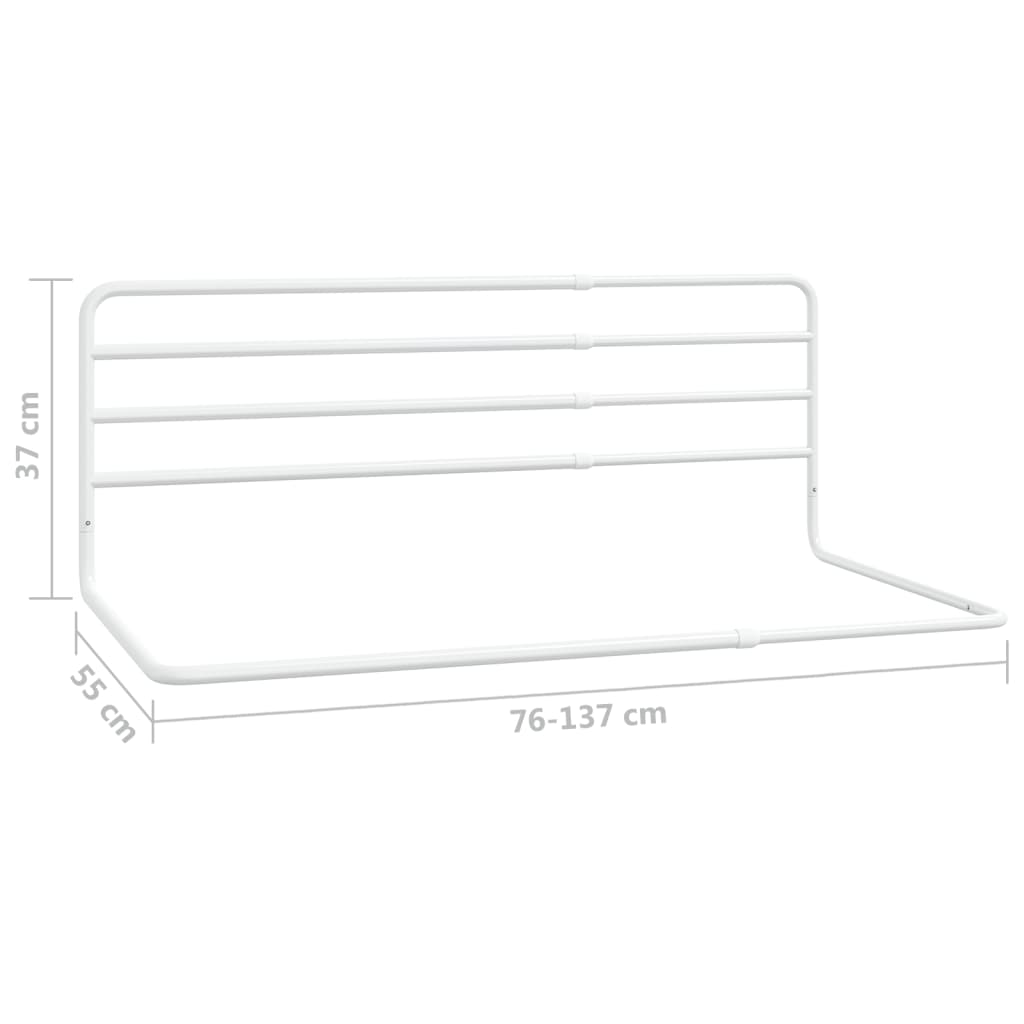 Balustradă de protecție pat copii, alb, (76-137)x55 cm, fier