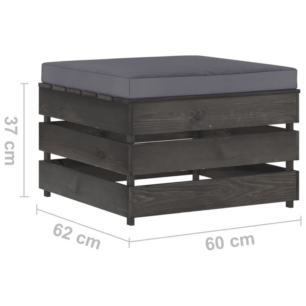 Set mobilier grădină, 2 piese, cu perne, gri, lemn impregnat