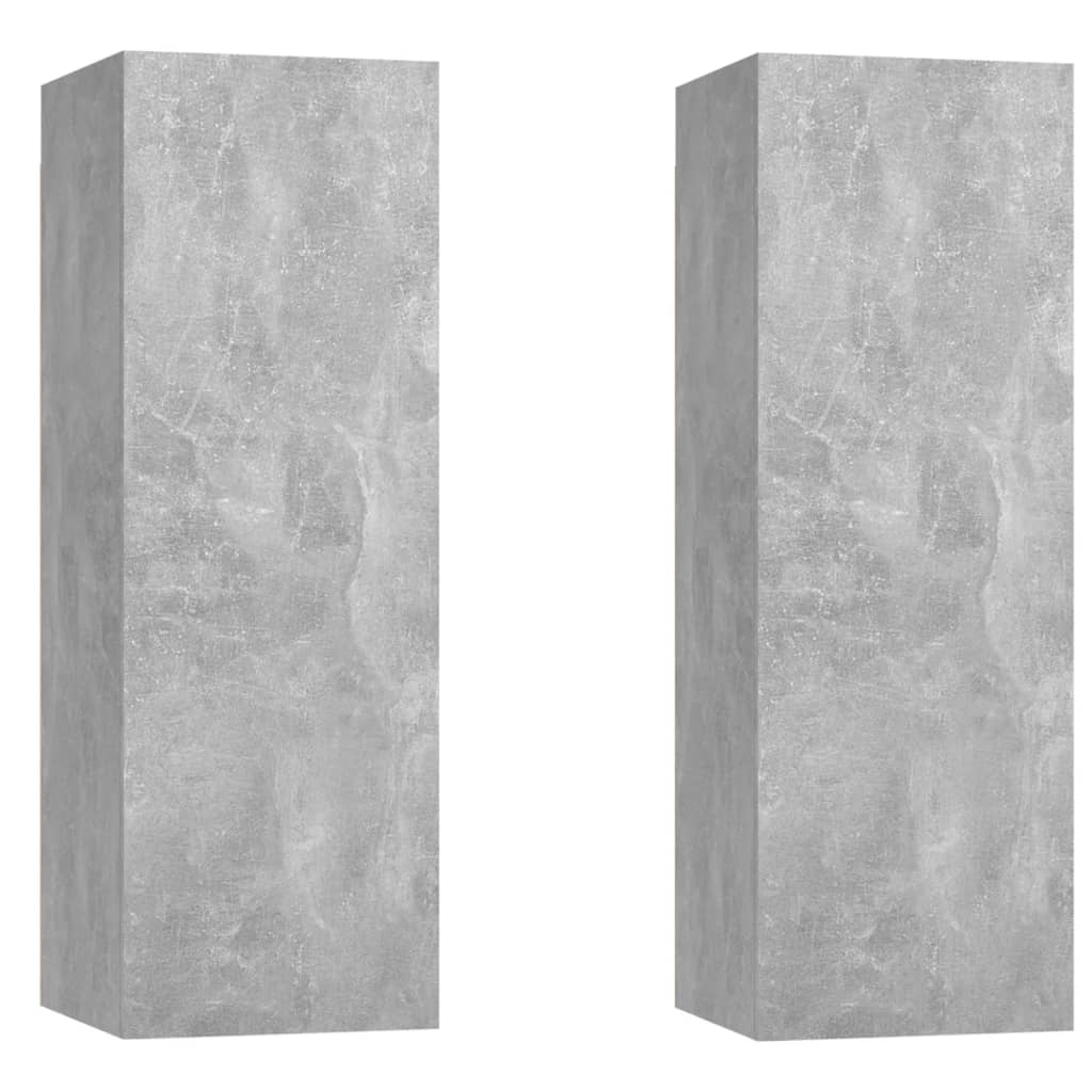 Comode TV, 2 buc., gri beton, 30,5x30x90 cm, lemn prelucrat