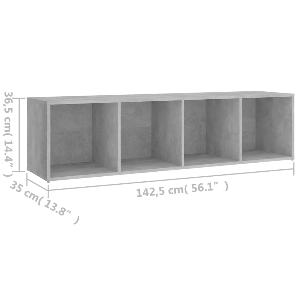 Comodă TV, gri beton, 142,5x35x36,5 cm, PAL