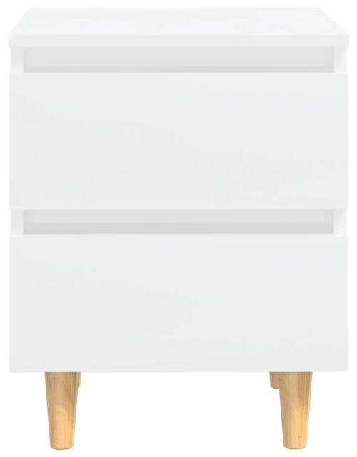 Încărcați imaginea în vizualizatorul Galerie, Noptieră &amp; picioare lemn masiv pin alb extralucios 40x35x50 cm
