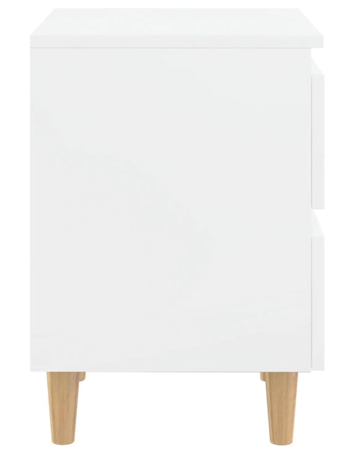 Загрузите изображение в средство просмотра галереи, Noptieră &amp; picioare lemn masiv pin alb extralucios 40x35x50 cm
