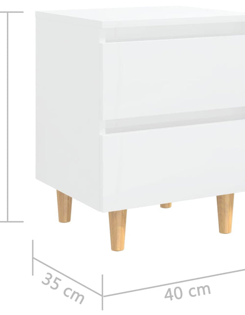 Загрузите изображение в средство просмотра галереи, Noptieră &amp; picioare lemn masiv pin alb extralucios 40x35x50 cm
