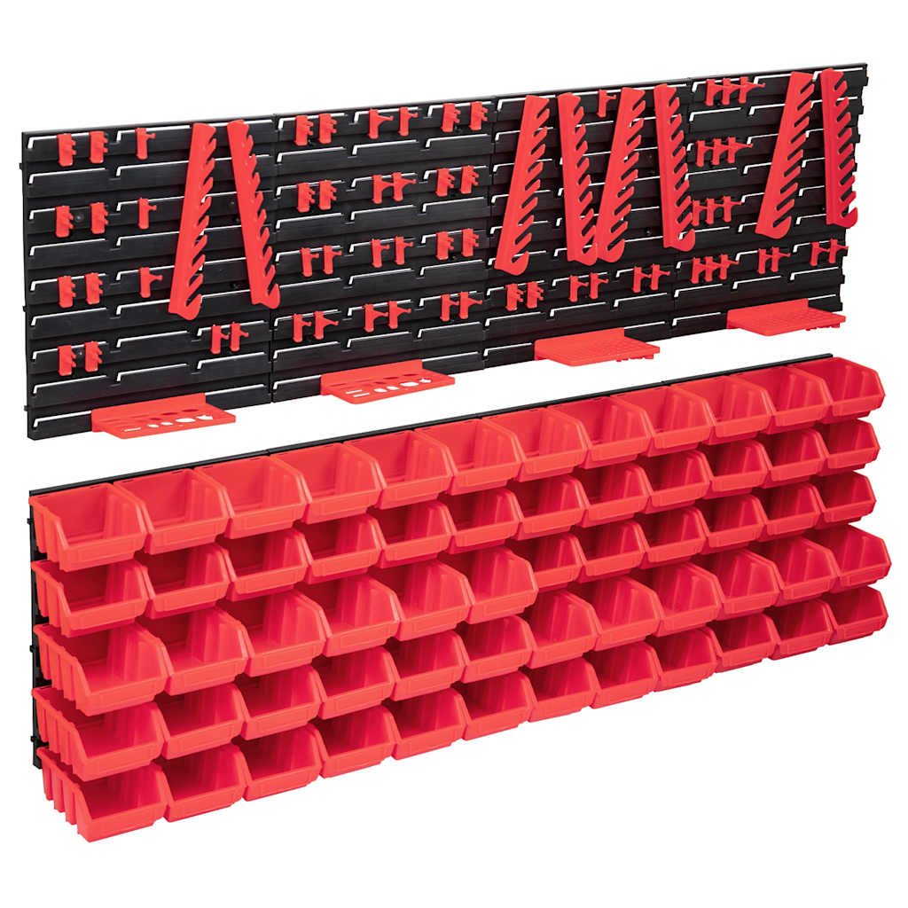 Set cutii depozitare 136 piese cu panouri de perete, roșu&negru