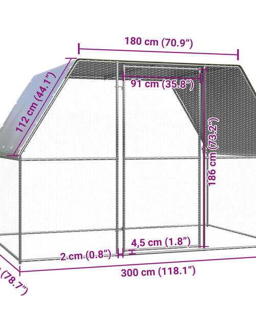 Încărcați imaginea în vizualizatorul Galerie, Coteț de păsări pentru exterior, 3x2x2 m, oțel galvanizat
