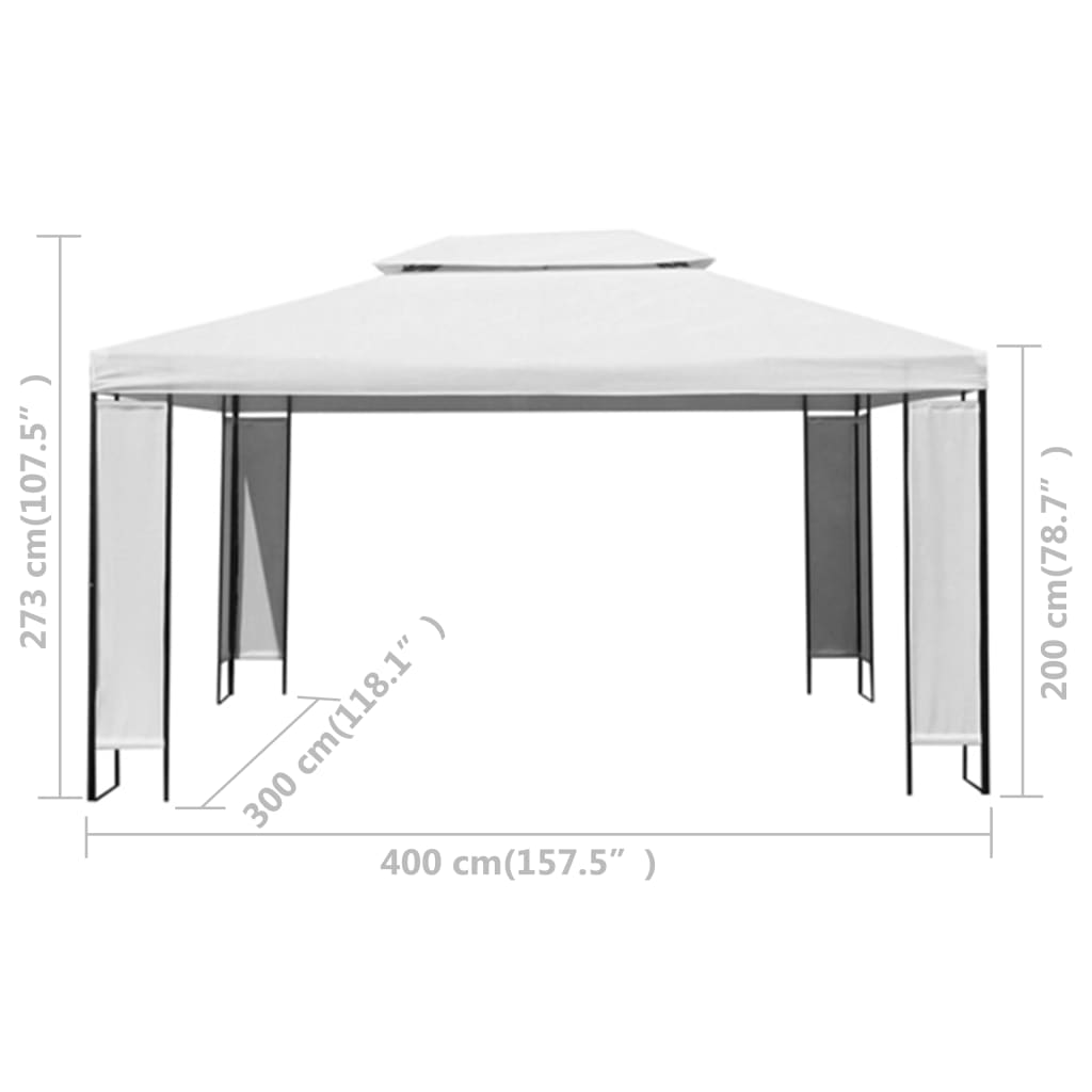 Pavilion cu șir de lumini LED, alb, 3x4 m