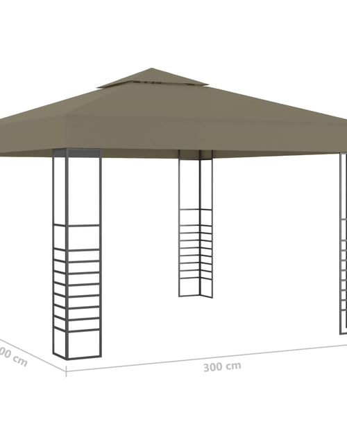 Încărcați imaginea în vizualizatorul Galerie, Pavilion de grădină cu șiruri de lumini LED, gri taupe 3x3m
