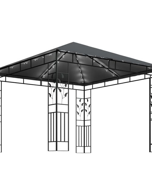 Încărcați imaginea în vizualizatorul Galerie, Pavilion cu plasă anti-țânțari&amp;lumini LED, antracit, 3x3x2,73 m
